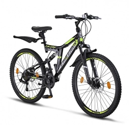 Chillaxx Vélos de montagnes Chillaxx Bike Falcon Premium VTT en 24 et 26 pouces – Vélo pour garçons, filles, femmes et hommes – Frein à disque – 21 vitesses – Suspension complète (26 pouces, frein à disque noir)