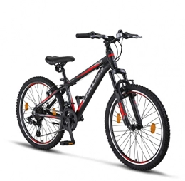 Chillaxx Vélos de montagnes Chillaxx Bike Legend Premium en 24 et 26 pouces VTT en aluminium V-Brake Vélo pour garçons, filles, hommes et femmes - 21 vitesses - Vélo VTT en aluminium (26 pouces, noir et rouge)