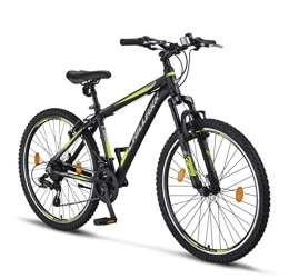 Chillaxx Vélos de montagnes Chillaxx Bike Legend Premium en 24 et 26 pouces, VTT en aluminium V-Brake Vélo pour garçons, filles, hommes et femmes - 21 vitesses - Vélo VTT pour homme en aluminium (26 pouces, noir / citron vert)