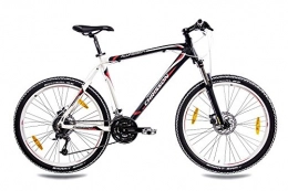 CHRISSON Vélos de montagnes Chrisson VTT 26" tout terrain en aluminium avec 24G Deore noir blanc mat, 53 cm