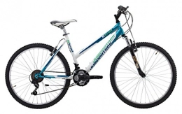 Cicli Cinzia Vélos de montagnes Cicli Cinzia - X-Trail - Vélo VTT pour femme, avec manette Revo Shift à 18 vitesses, freins V-Brake en aluminium, suspension avant, vélo pour femme, couleurs bleu ciel / blanc, 26 pouces