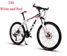 Dengjiam Vélos de montagnes Dengjiam Vélo 24 Moutain Bike Double Disc Brake 24 Fourche D'Amortissement À Vitesse Variable-White_and_Red_24 * 15 (150-165Cm)