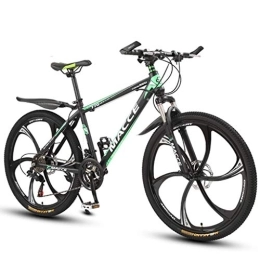 Dsrgwe Vélos de montagnes Dsrgwe VTT, 26” Mountain Bike, Cadre en Acier au Carbone Mountain Bicycles, Double Disque de Frein et Verrouillage de la Fourche Avant (Color : Green, Size : 27-Speed)