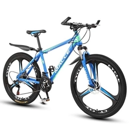 LADDER Vélos de montagnes Dsrgwe VTT, 26inch VTT, Roue Spoke, Vélos Cadre en Acier au Carbone, Double Disque de Frein et la Fourche Avant (Color : Blue, Size : 24-Speed)
