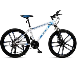 Dsrgwe Vélos de montagnes Dsrgwe VTT, VTT, Vélos Cadre en Acier au Carbone, Double Frein à Disque et Suspension Avant antichocs, 26inch Mag Wheel (Color : White+Blue, Size : 21-Speed)