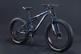  Vélos de montagnes Fat Bike 24" 26" VTT tout suspendu avec grands pneus (bleu, 26 pouces, 27 vitesses)