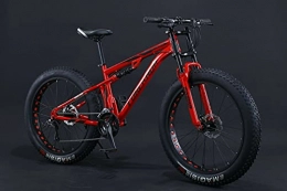  Vélos de montagnes Fat Bike 24" 26" VTT à suspension complète avec grands pneus (rouge, 26 pouces, 24 vitesses)