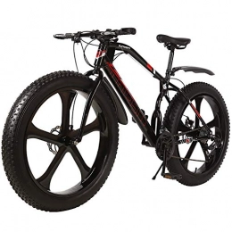 LYRWISHJD vélo Fat Bike neige vélo 26 pouces 21 Vitesse Fat Tire VTT Vélo Cruiser Plage Balade à vélo Vélos d'exercice Siège réglable cadre haut en acier au carbone VTT ( Color : Black , 速度 Speed : 27 Speed )