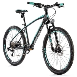 Leaderfox Vélos de montagnes Freins à disque en aluminium 26" - Leader Fox Factor - 8 vitesses - RH 41 cm - Noir et turquoise