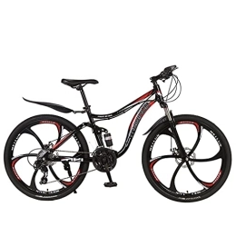 Mountain Bike vélo Freins à double disque avant et arrière et vélo de montagne à double amortissement intégré (noir rouge; noir bleu; blanc bleu; jaune; rose 21 / 24 / 27 vitesses) en acier à haute teneur en carbone