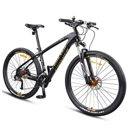 DJYD vélo Hardtail Mountain Bike, 27, 5 pouces Big Wheels Mountain Trail Bike, cadre en fibre de carbone Hommes Femmes tout terrain VTT, Or, 30 Vitesse FDWFN (Color : Gold, Size : 30 Speed)