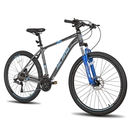 Hiland vélo HILAND 27, 5 Pouces MTB Vélo de Montagne avec Cadre en Aluminium 27 Vitesses Frein à Disque Lock-Out Fourche Suspendue Noir / Vert / Gris