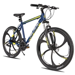HH HILAND Vélos de montagnes HILAND VTT 26" avec cadre en aluminium Shimano 21 vitesses, frein à disque, fourche à suspension, vélo pour adolescents, filles, garçons, bleu, 6 hommes, VTT à rayons