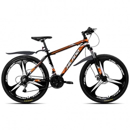 Hiland vélo Hiland VTT 26 pouces avec cadre en aluminium 17 pouces - Frein à disque - Fourche à suspension - 3 roues - Vélo pour adolescent - Homme et femme - Noir et orange