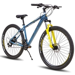 Hiland vélo HILAND VTT Vélo de Montagne 29 Pouces en Aluminium avec Dérailleur Shimano 16 Vitesses, Vélo avec Fourche de Suspension et Frein à Disque Hydraulique 431 mm, Bleu