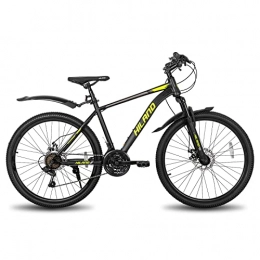 STITCH Vélos de montagnes Hiland Vélo VTT 26 / 27, 5" avec cadre en acier, frein à disque, fourche à suspension, vélo urbain Commuter City Noir / jaune