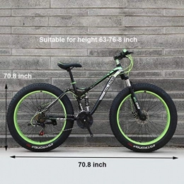 YANQ vélo Homme Femmes de vélo de montagne, cadre en acier à haute teneur en carbone, gros pneus Semi_Rigide, Fat Mountain Bike vert, 24 pouces 27 vitesses, vert, 26 pouces 24 vitesse