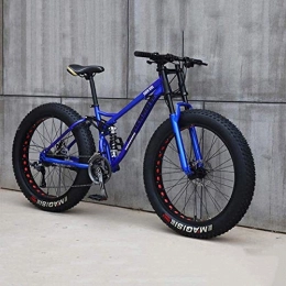 HQQ Vélos de montagnes HQQ Vélo, VTT, 24 Pouces 7 / 21 / 24 / 27 Speed ​​Bike, Hommes Femmes Étudiant à Vitesse Variable vélo, Fat Tire Mens Mountain Bike (Color : Blue, Size : 7 Speed)