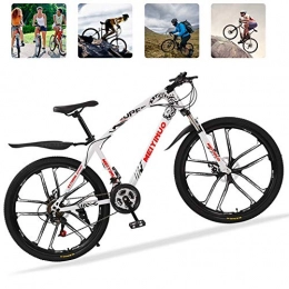 KaiKai vélo KaiKai M-Top 26" Hybride VTT 21 Vitesses vélos avec Freins à Disque, Fourche à Suspension, Route en Acier au Carbone vélo for Hommes / Femmes, Rouge, 3 Rayons (Color : White, Size : 3 Spokes)
