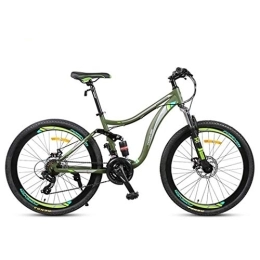 Kays vélo Kays VTT Vélo de Montagne VTT, 26 Pouces Cadre en Acier Au Carbone Hommes / Femmes Vélos Semi-Rigide, Double Disque Et Frein La Pleine Suspension, 24x (Color : Green)
