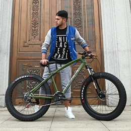 KKLTDI vélo KKLTDI Big Tire Motoneige Bike pour Hommes Femmes, 24 Pouces Pliage Graisse Vélo De Montagne, Freins à Double Disque Adulte Vélo VTT Armée Verte 24" 24-Vitesse
