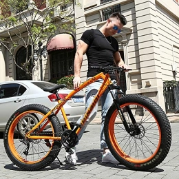 KKLTDI vélo KKLTDI Freins à Double Disque Adulte Vélo VTT, 24 Pouces Pliage Graisse Vélo De Montagne, Big Tire Motoneige Bike pour Hommes Femmes Orange 24" 7-Vitesse