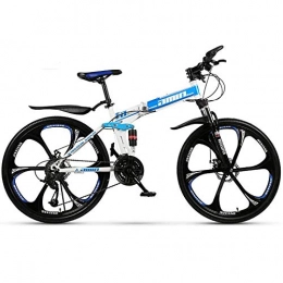 AMITD Vélos de montagnes Le VTT masculin, système de double suspension avant et à l'arrière, système de double frein à disque, plus fort effet d'absorption des chocs, peut être plié, Bleu, 30 speed