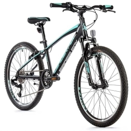 Leaderfox Vélos de montagnes Leader Fox Spider Boy Vélo 24" en aluminium 8 vitesses S-Ride VTT noir turquoise