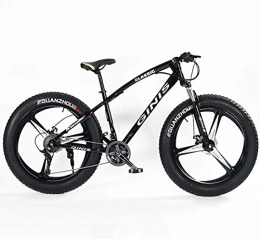 Aoyo Vélos de montagnes Les adolescents Mountain Bikes, 21 vitesses 24 pouces Fat Tire vélo, Cadre en acier haute teneur en carbone Hardtail VTT avec double disque de frein, jaune, Spoke, Taille: 3 Spoke, (Color : Black)
