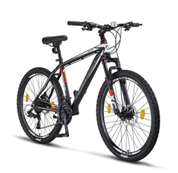 Licorne Bike Vélos de montagnes Licorne Bike Diamond Premium VTT en aluminium pour garçons, filles, hommes et femmes - 21 vitesses - Frein à disque - Fourche avant réglable (26, noir)