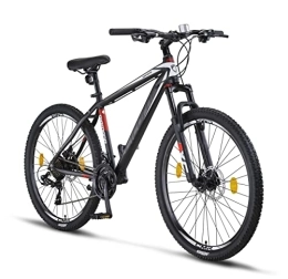 Licorne Bike vélo Licorne Bike Diamond VTT en aluminium pour garçon, fille, homme et femme – 21 vitesses – Frein à disque – Fourche avant réglable (29", noir / blanc)