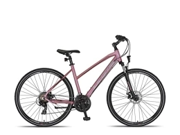 Licorne Bike Vélos de montagnes Licorne Bike Vélo de trekking de qualité supérieure Voyager dans un cadre en aluminium de 28 pouces, frein à disque pour garçons, filles, femmes et hommes – 21 vitesses – VTT – Crossbike (femme, rose)