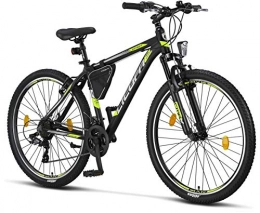 Licorne Bike Vélos de montagnes Licorne Bike Vélo VTT haut de gamme, pour filles, garçons, hommes et femmes, avec dérailleur Shimano à 21 vitesses, Garçon, Noir / citron vert (freins V)., 27.5 inches