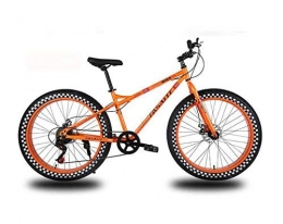 LUO Vélos de montagnes LUO Vélo, roues 26 pouces VTT pour adultes, vélo de vélo semi-rigide à gros pneu, cadre en acier à haute teneur en carbone, frein à double disque, bleu, 24 vitesses, Orange, 24 vitesses
