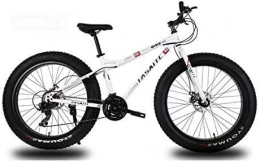 LUO vélo LUO Vélo, VTT pour adultes, double frein à disque Fat Tire Mountain Trail Bicycle, VTT semi-rigide, cadre en acier à haute teneur en carbone, roues de 26 pouces, blanc, 27 vitesses, blanc, 27 vitesses