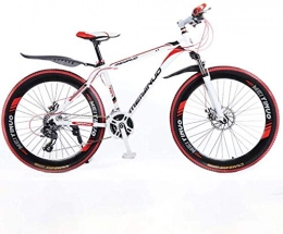 MJY Vélos de montagnes MJY 26 pouces 27 vitesses VTT pour adulte, cadre complet en alliage d'aluminium léger, suspension avant de roue vélo pour homme, frein à disque 6-11, rouge 2