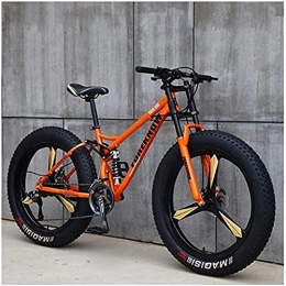 MOME Vélos de montagnes MOME 21SpeedRoad Bike Fat Tire VTT 26" avec freins à disque, cadre en acier au carbone, système de suspension double, vélo de course orange à 3 rayons