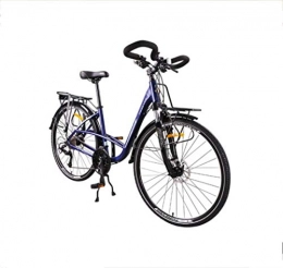 GUI vélo Mountain Bike City Comfort 700C Cadre de vélo en Alliage d'aluminium 30 Vitesses verrouillable Fourche Avant Double Frein à Disque Hommes et Femmes vélo Tout Terrain Double étagère Bleu