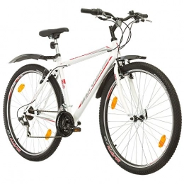 Multibrand Distribution vélo Multibrand Distribution Probike Pro 29 Pouces VTT Shimano 21 Vitesses, Hommes, Femmes adaptés de 175-190 cm (Blanc / Gris-Rouge + Garde-Boue)