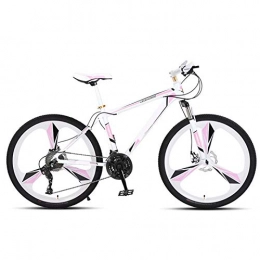 ndegdgswg Vélos de montagnes ndegdgswg VTT 61 cm / 66 cm, pour femme, blanc et rose, une roue, double frein à disque, vélo de course, 24 pouces, cadre en alliage d'aluminium, 3 roues blanches, rose