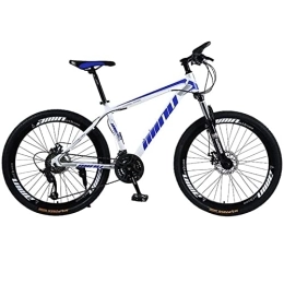 QCLU Vélos de montagnes QCLU 26 Pouces vélo avec fourches de Suspension et éclairage 21 Vitesses Shimano Freins à Disque VTT Semi-Rigide, Trekking Vélo Hommes Vélo Filles vélo, VTT Full Suspension (Color : Blue)
