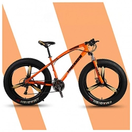 QMMD vélo QMMD Vélo VTT 26 Pouces, Adulte VTT à Gros Pneus, Suspension Avant Vélo de Montagne, Cadre en Acier Au Carbone, 7-21-24-27- Vitesses, Véhicule Tout Terrain, Orange 3 Spokes, 21 Speed