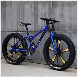 QXX Vélos de montagnes QXX Vélos de Montagne à Vitesse Variable, 26 Pouces Hardtail VTT, Suspension Double Cadre Tout-Terrain Hors Route vélo for Les Hommes et Les Femmes (Color : 21 Speed, Size : Blue 5 Spoke)
