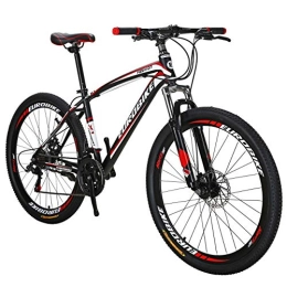 EUROBIKE Vélos de montagnes Roues VTT 27, 5 pour Hommes et Femmes Adultes VTT 21 Vitesses X1 (Noir Rouge)