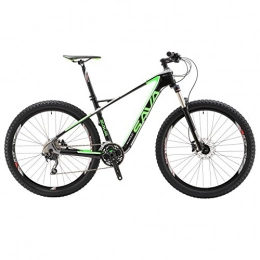SAVA vélo SAVA Fibre de Carbone 27, 5" Vélo de Montagne Système Shimano Deore XT SR SUNTOUR Fourchette (Noir & Vert)