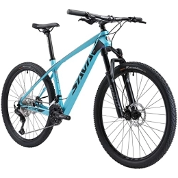 SAVADECK vélo SAVADECK DECK6.0 Vélo de Montagne Fibre de Carbone 26 / 27, 5 / 29 Pouces Complete Tail Dur VTT Vélo 30 Vitesse avec Shimano M6000 DEORE (Noir Bleu, 27.5"*19")