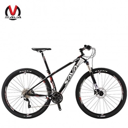 SAVA vélo SAVADECK Vlo de Montagne 300 Fibre de Carbone 27, 5" / 29" Complete Tail Dur VTT Vlo Shimano M6000 DEORE 30 Vitesse (29 * 19", Noir & Blanc)