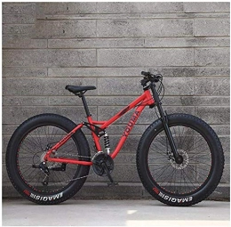 giyiohok Vélos de montagnes VTT 26 pouces gros pneu pour adultes hommes femmes double suspension vélo de montagne en acier à haute teneur en carbone avec frein à disque double tout terrain / antidérapant-24 vitesses_rouge