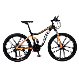 SHANRENSAN Vélos de montagnes VTT 26 pouces VTT 21 / 24 / 27 vitesses VTT double amortisseur vélo arrière souple double frein à disque (orange, 10 rayons, 24 vitesses)