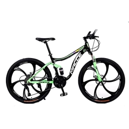 SHANRENSAN Vélos de montagnes VTT 26 pouces VTT 21 / 24 / 27 vitesses VTT double amortisseur vélo arrière souple double frein à disque (vert, 6 rayons, 21 vitesses)